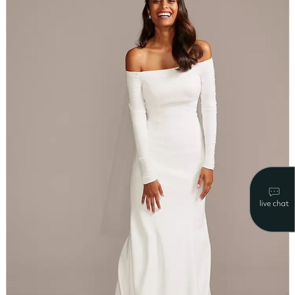 David's Bridal Off-Shoulder White Gown